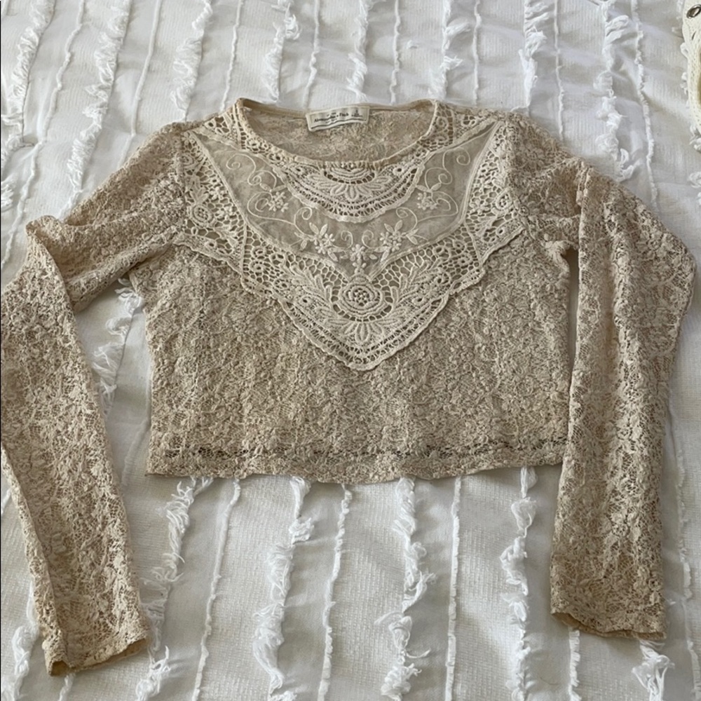 Lace Long Sleeve Crop Top